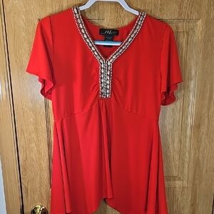 Midnight Velvet Red Beaded Blouse